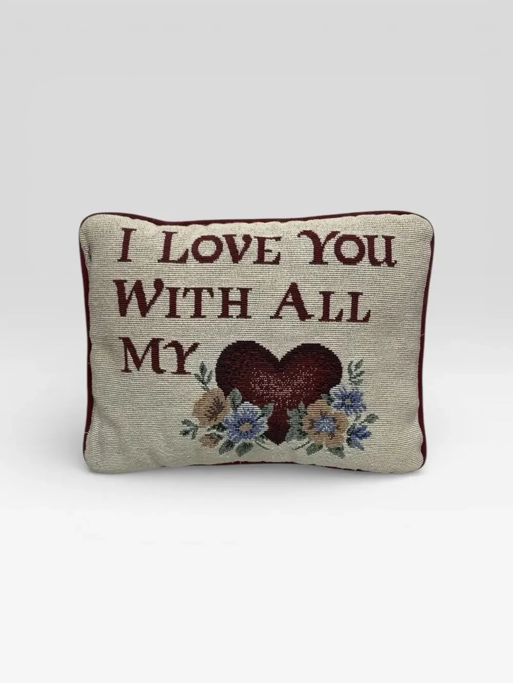Tapestry Throw Pillow Love You w/ All My Heart Farmhouse Country Decor Accent